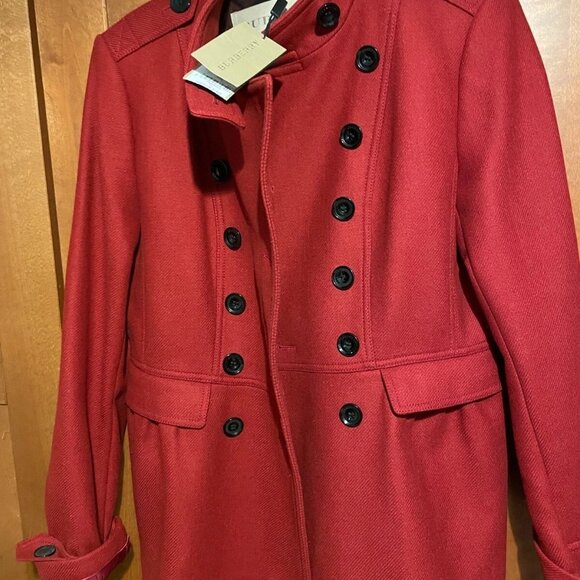 Burberry Jackets & Blazers - $995+ BURBERRY BRIT Adamsieigh Wool/cashmere Peacoat Damson Red 14 US NWT
